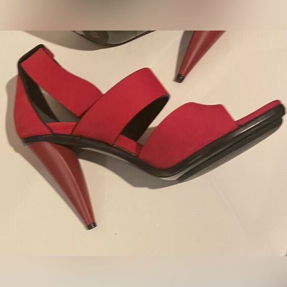 Balenciaga Heels - Size 7 US - Red Seude - balletcorp - Open Toe - Y2k - Sandals - Picture 7 of 11